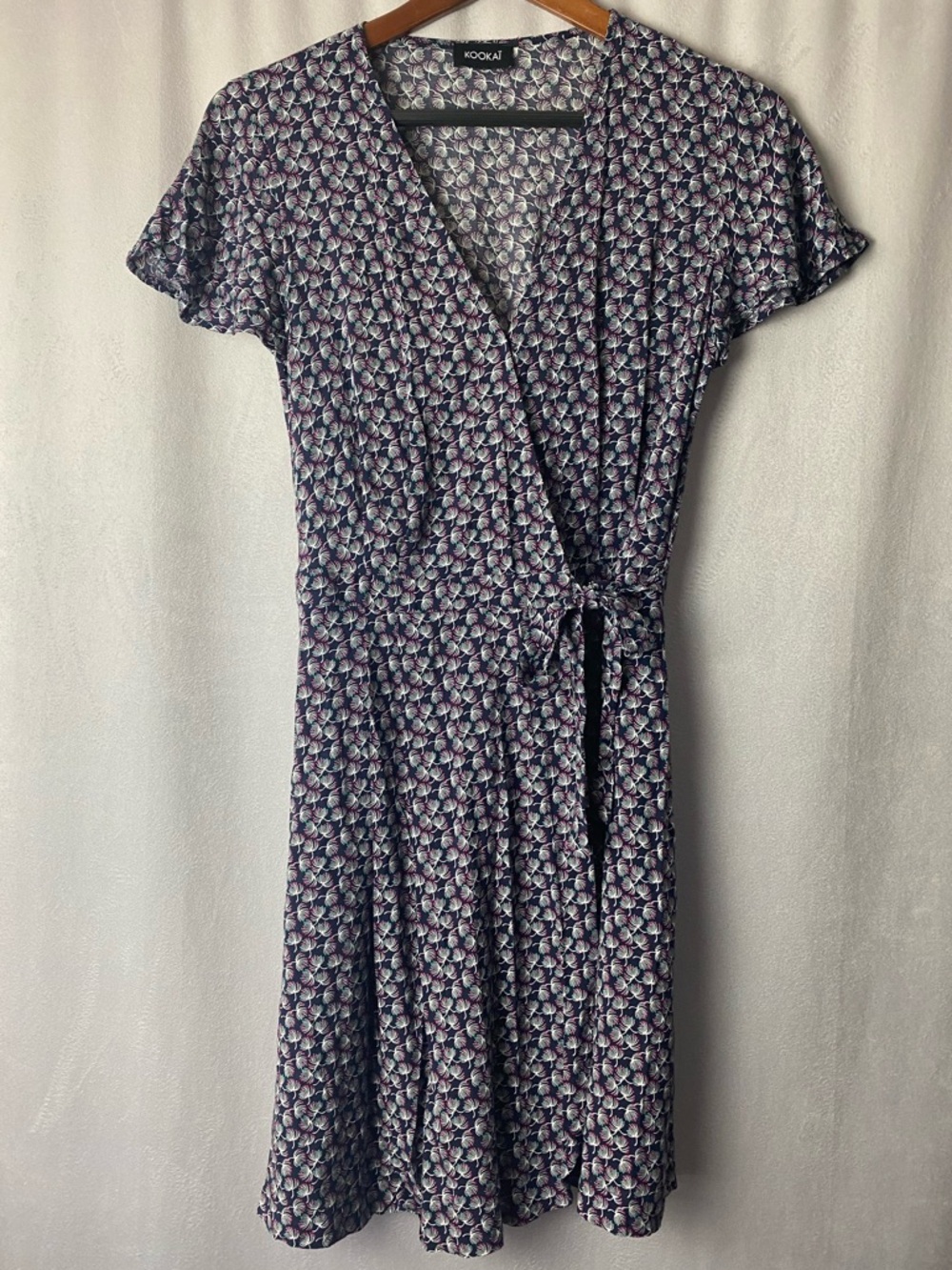 Kookai Paris Wrap Dress Purple Floral office Pockets French Girl Glam Luxe 4